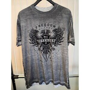 Men’s Affliction Freedom Defender Gray USA 
Graphic T-Shirt Size X-large